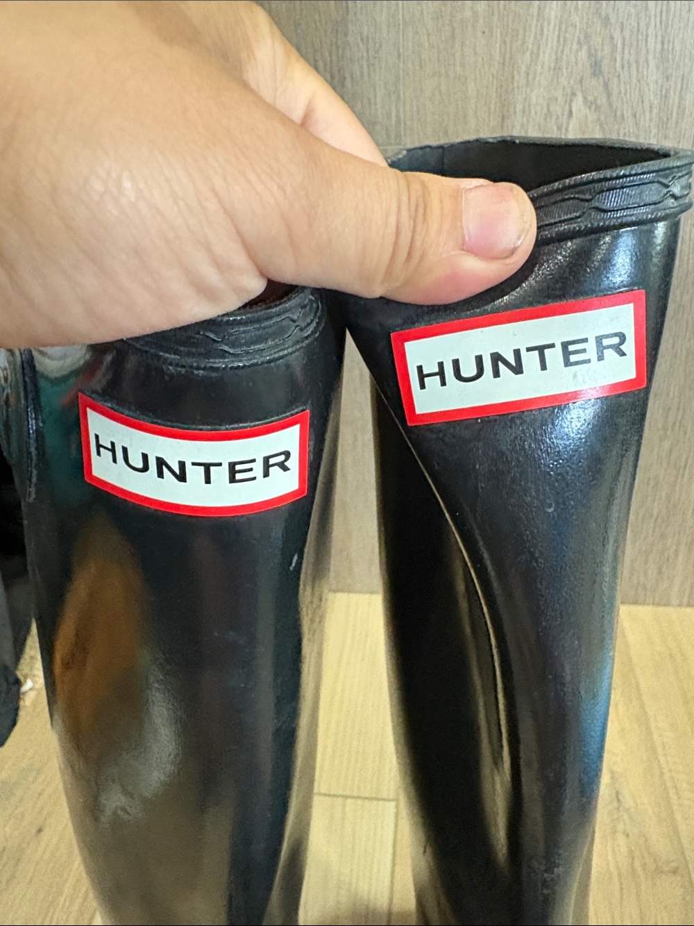 Hunter Original Black Tall Gloss Black Knee-High Rubber Rain Boots Size 8 - Picture 10 of 10